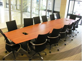 The empty BME 3.206 conference room with chairs and a large table