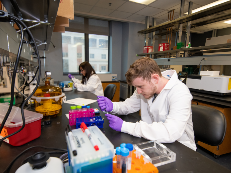 Texas Biomedical engineers working in a lab