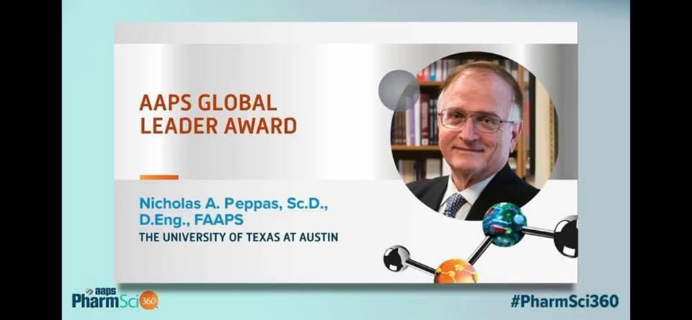AAPS Global Leader Award graphic with Nicholas Peppas' face