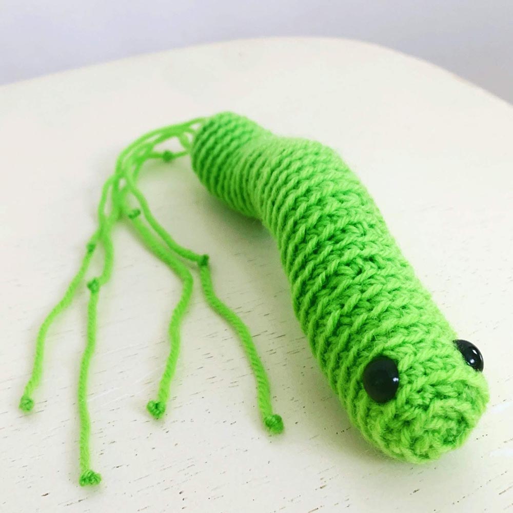 Crocheted microbe made by BME alumna Ana Maria Porras