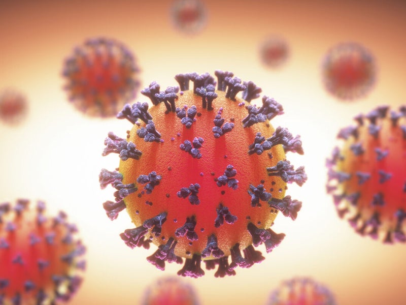 Microscopic view of COVID virus