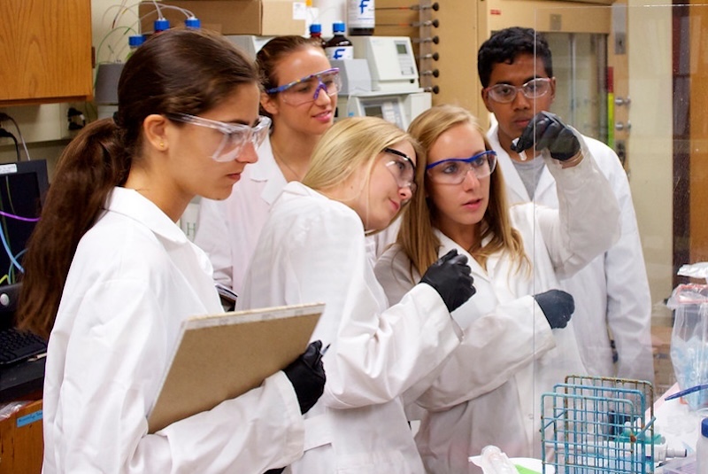 undergrads work in BME lab