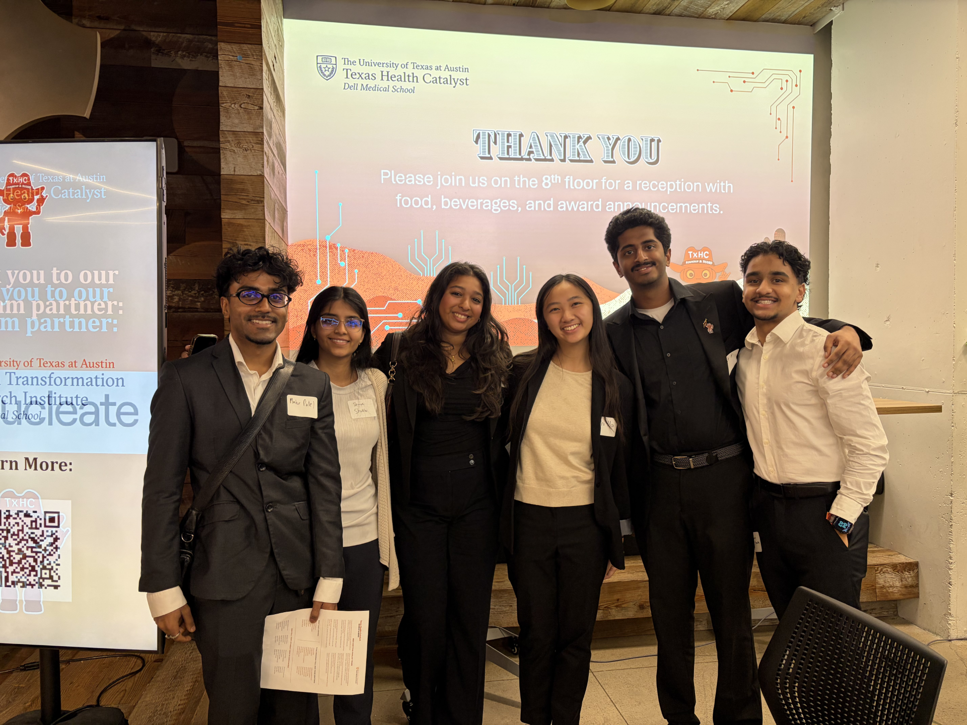 BME student Janavi Sesahdri poses with fellow BME students at Texas Catalyst event